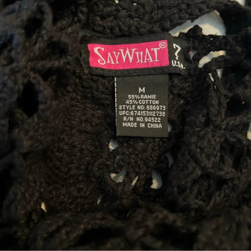 Say What? Vintage Black Crochet Cardigan Size M - Picture 5 of 5